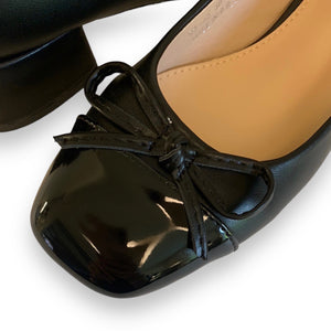 MALIEN BLACK BALLERINAS WITH HEELS AND SQUARE TOES