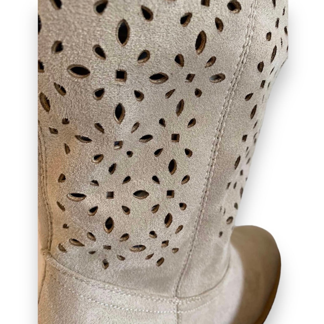 MALIEN PERFORATED NUDE BOOTS