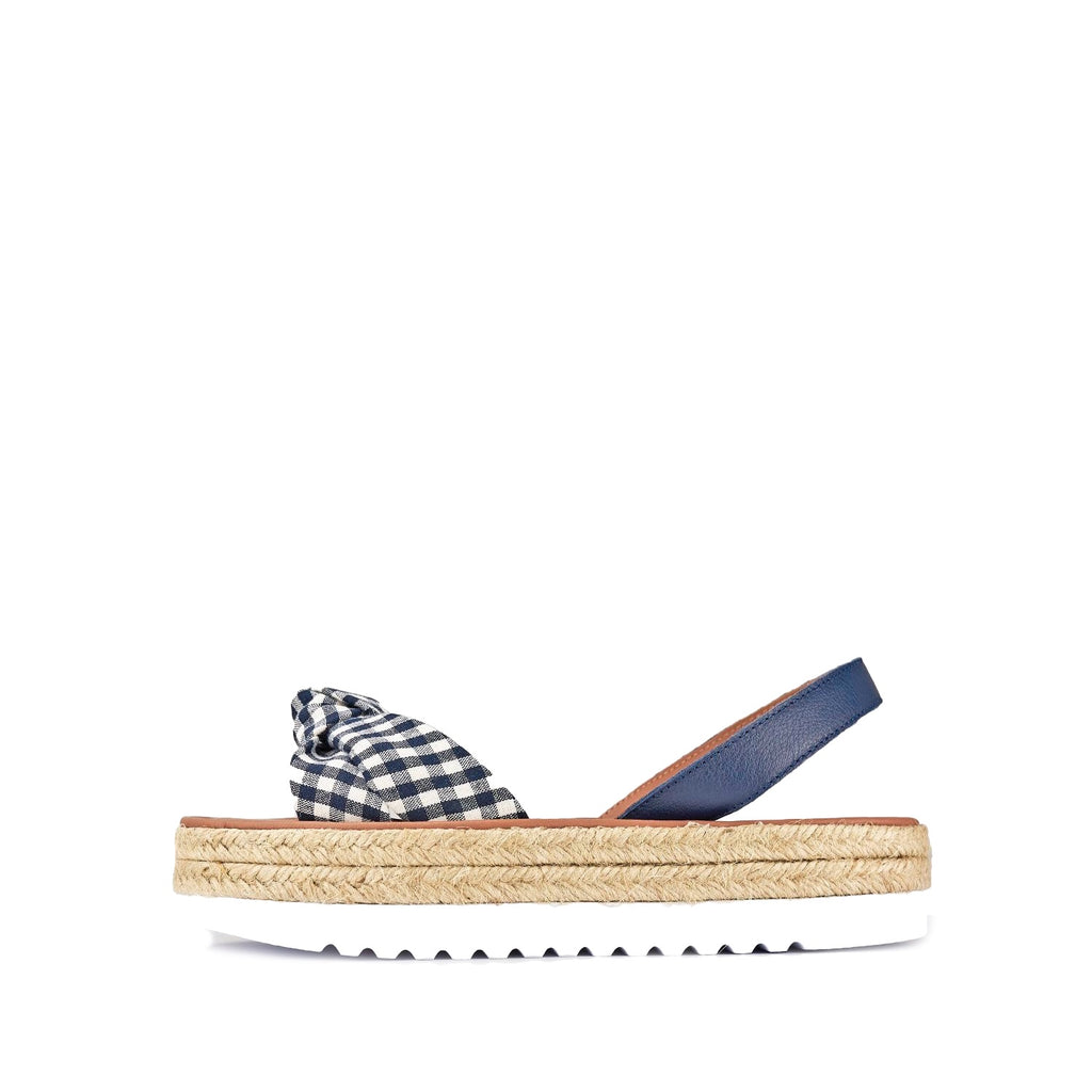 POPA Pampas White and Blue Gingham Avarca Sandals