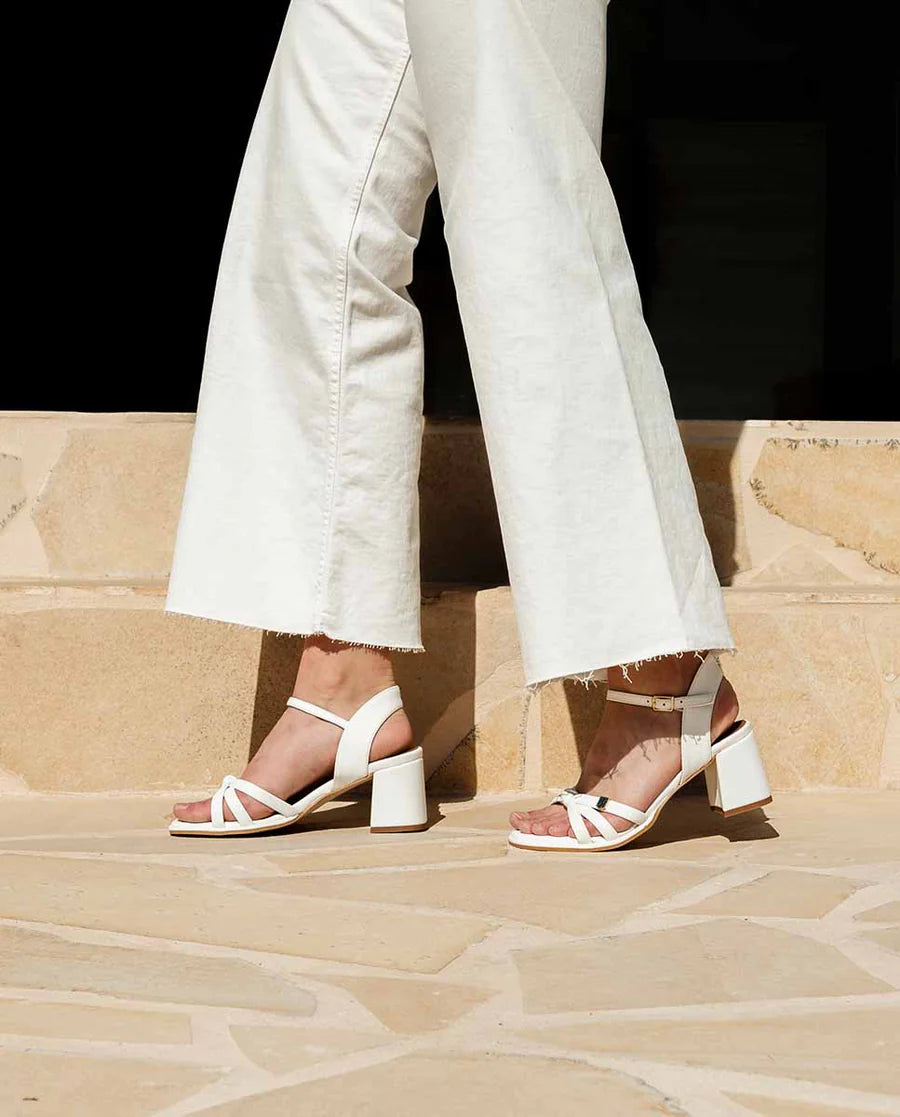 POPA FULL WHITE HEELED SANDAL – Doppio Shoes