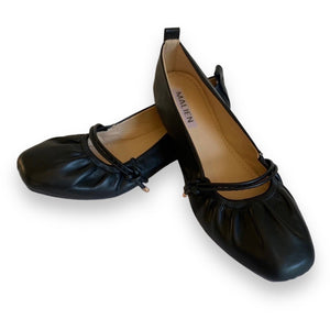 MALIEN BLACK BALLERINAS WITH SQUARE TOES