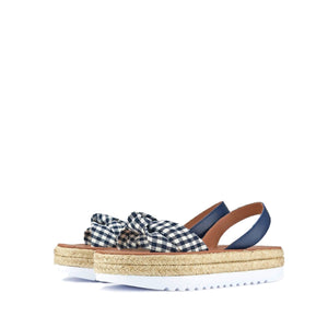 POPA Pampas White and Blue Gingham Avarca Sandals