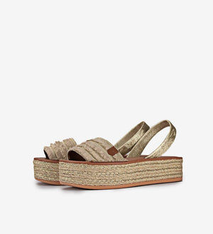 POPA Beige Fringed Avarca Sandals