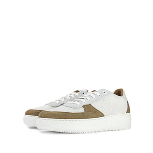 POPA Beige and White Split Suede Sneakers