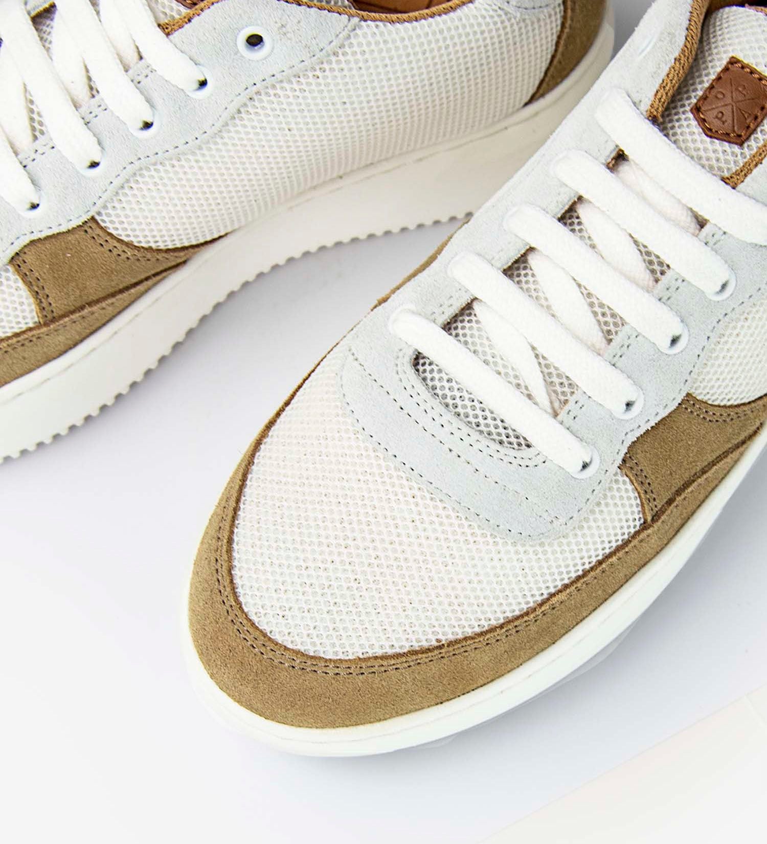 POPA Beige and White Split Suede Sneakers
