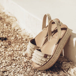 POPA Beige Fringed Avarca Sandals